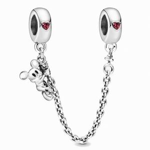 NWOT Disney Mickey safety chain with red cubic zirconia Sterling Silver 925